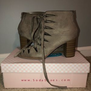 Soda suede lace up open toe shoes